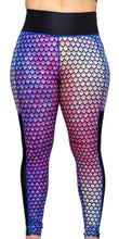 Load image into Gallery viewer, Pastel dragon scale leggings with No roll, Tummy tucking waistband and pocket.

