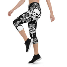 Load image into Gallery viewer, Gothic Victorian Skull Capri Leggings
