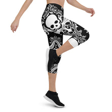 Load image into Gallery viewer, Gothic Victorian Skull Capri Leggings
