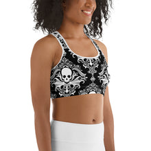 Load image into Gallery viewer, Gothic Victorian Skull Sports bra