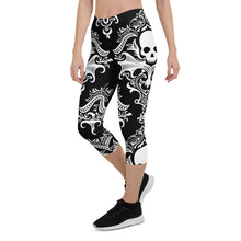 Load image into Gallery viewer, Gothic Victorian Skull Capri Leggings
