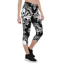 Load image into Gallery viewer, Gothic Victorian Skull Capri Leggings
